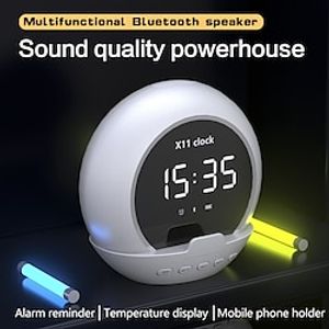LED Mirror Digital Alarm Clock Bluetooth Speaker Portable TWS Super Bass Soundbar Wireless Handsfree Music Player Phone Holder Lightinthebox