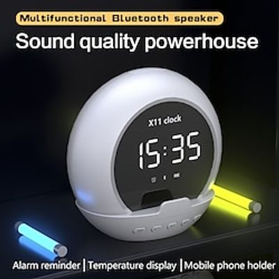 LED Mirror Digital Alarm Clock Bluetooth Speaker Portable TWS Super Bass Soundbar Wireless Handsfree Music Player Phone Holder Lightinthebox
