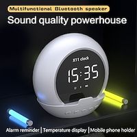 LED Mirror Digital Alarm Clock Bluetooth Speaker Portable TWS Super Bass Soundbar Wireless Handsfree Music Player Phone Holder Lightinthebox - thumbnail