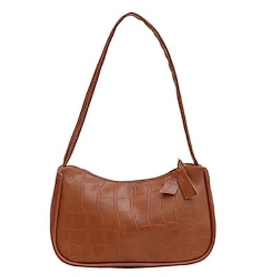 Women's Shoulder Bag Hobo Bag PU Leather Daily Zipper Large Capacity Waterproof Lightweight Geometric Black White Purple miniinthebox