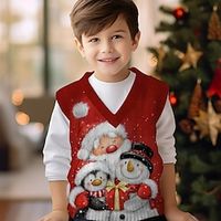 Christmas Boys 3D Snowman Sweater Vest Sleeveless 3D Print Fall Winter Sports Fashion Streetwear Polyester Kids 3-12 Years V Neck Outdoor Casual Daily Regular Fit Lightinthebox - thumbnail