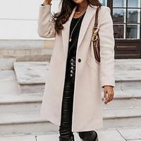Women's Winter Jacket Coat Casual Jacket Outdoor Office Work Winter Fall Long Coat Regular Fit Windproof Warm Breathable Simple Classic Style Classic  Timeless Jacket Long Sleeve Solid Color Pure miniinthebox - thumbnail