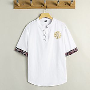 Men's T shirt Other Prints Graphic Short Sleeve Casual Tops Casual Vintage White Black Green miniinthebox