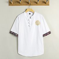 Men's T shirt Other Prints Graphic Short Sleeve Casual Tops Casual Vintage White Black Green miniinthebox - thumbnail