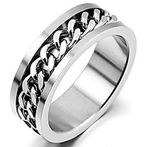 men's stainless steel ring band silver gold tone black chain wedding (silver, 11) miniinthebox