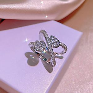 Women Statement Ring AAA Cubic Zirconia Geometrical Silver Brass Floral Theme Statement Elegant Fashion 1pc  Women's  Wedding  Gift Lightinthebox