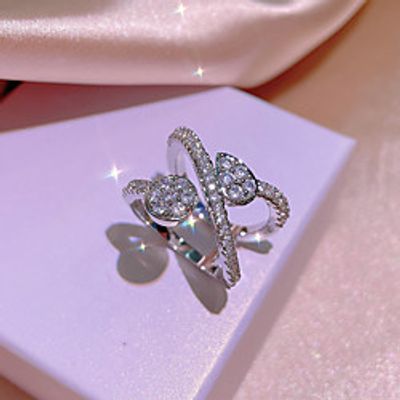 Women Statement Ring AAA Cubic Zirconia Geometrical Silver Brass Floral Theme Statement Elegant Fashion 1pc  Women's  Wedding  Gift Lightinthebox