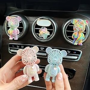 Cartoon Bear Flower Car Air Freshener Vent Freshener Health Aroma Vehicle Fragrance Diffuser SUV Truck Car Perfume Fan Vent Clip miniinthebox