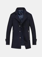 Stylish Notch Collar Woolen Coat