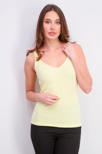 Womens V-Neck Sleeveless Knitted Tank  Yellow