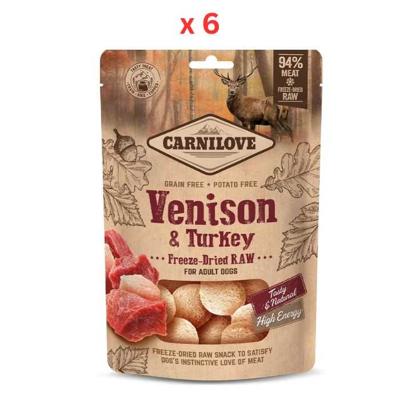 Carnilove Freeze-Dried Raw Snacks Venison & Turkey 60g Pack Of 6 Carnilove Freeze-Dried Raw Snacks Venison & Turkey 60g Pack Of 6