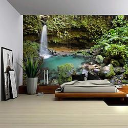 Landscape Waterfall Forest Hanging Tapestry Wall Art Large Tapestry Mural Decor Photograph Backdrop Blanket Curtain Home Bedroom Living Room Decoration Lightinthebox