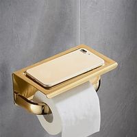 Toilet Paper Holder With Phone Shelf Polished, 304 Stainless Steel Bathroom Accessories Tissue Roll Dispenser Storage Wall Mounted miniinthebox - thumbnail