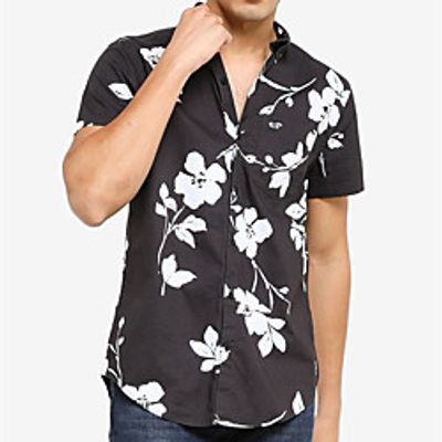 Men's Shirt 3D Print Floral Turndown Daily Holiday 3D Print Button-Down Long Sleeve Tops Casual Fashion Breathable Black miniinthebox