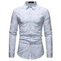men's casual shirts men printed long sleeve shirt slim business leisure plus size dress male brand tops Lightinthebox - thumbnail