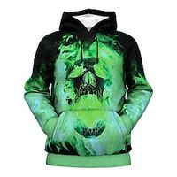 Men's Unisex Pullover Hoodie Sweatshirt Hooded Skull Graphic Prints Print Daily Sports 3D Print Streetwear Designer Casual Hoodies Sweatshirts  Long Sleeve Green miniinthebox - thumbnail