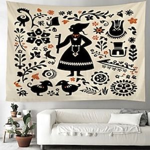 Scandinavian Folk Art Hanging Tapestry Wall Art Large Tapestry Mural Decor Photograph Backdrop Blanket Curtain Home Bedroom Living Room Decoration miniinthebox