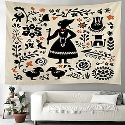 Scandinavian Folk Art Hanging Tapestry Wall Art Large Tapestry Mural Decor Photograph Backdrop Blanket Curtain Home Bedroom Living Room Decoration miniinthebox