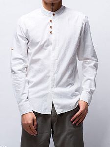 Band Collar Plain Men Shirt