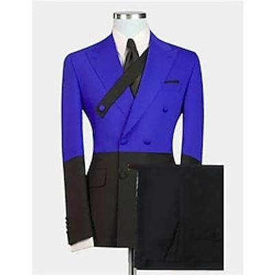 BlackRoyal Blue Men's Wedding Prom Suits Patchwork Colorblock 2 Piece Fashion Business Plus Size Double Breasted Six-buttons 2023 miniinthebox BlackRoyal Blue Men's Wedding Prom Suits Patchwork Colorblock 2 Piece Fashion Business Plus Size Double Breasted Six-buttons 2023 miniinthebox