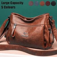 Women's Crossbody Bag Shoulder Bag Hobo Bag PU Leather Shopping Daily Holiday Zipper Large Capacity Durable Solid Color Black Red Blue miniinthebox - thumbnail