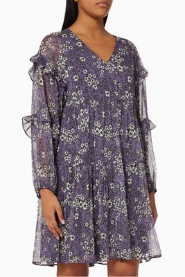 Floral Print Dress in Crepe Voile Floral Print Dress in Crepe Voile