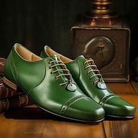 Men's Oxfords Retro Formal Shoes Brogue Dress Shoes British Christmas Xmas Office  Career PU Lace-up Black Red Brown Fall Winter Lightinthebox - thumbnail