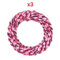 Trixie Denta Fun Rope Ring Toy For Dogs - Pink 14Cm (Pack Of 3)