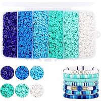 6000 Pcs Blue Clay Beads for Bracelets Making Heishi Beads Polymer Clay Beads Flat Round Disc Clay Beads for Jewelry Making Lightinthebox - thumbnail