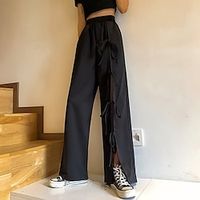 Women's Wide Leg Black Casual Daily Wide Leg Full Length Comfy Solid Colored One-Size Lightinthebox - thumbnail