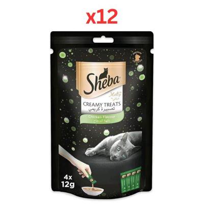 Sheba Melty Chicken Creamy Cat Treats 4X12G (Pack of 12)