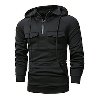 Men's Hoodie Quarter Zipp Hoodie Black Hooded Plain Pocket Sports  Outdoor Daily Holiday Streetwear Cool Casual Spring   Fall Clothing Apparel Hoodies Sweatshirts  Lightinthebox