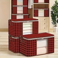 Houndstooth Pattern Storage Box, Dustproof Zipper Organizer, Versatile Wardrobe Container miniinthebox - thumbnail