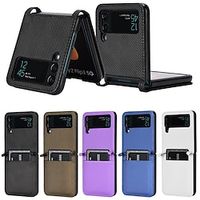 Phone Case For Samsung Galaxy Flip Z Flip 3 Flip Card Holder Slots Solid Colored PU Leather miniinthebox - thumbnail