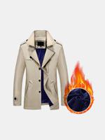 Business Thick Fleece Lining Casual Trench Coat for Men