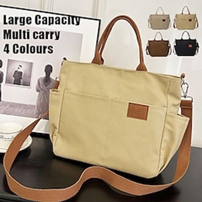Women's Handbag Crossbody Bag Shoulder Bag Hobo Bag Canvas Outdoor Shopping Daily Zipper Large Capacity Durable Multi Carry Solid Color Color Block off white Black Brown miniinthebox