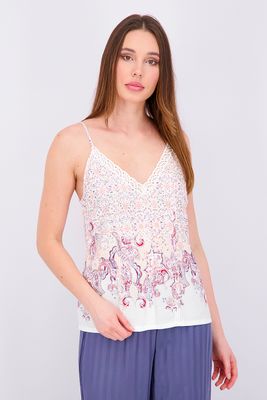 Womens V-Neck Camisole Red/White Womens V-Neck Camisole Red/White