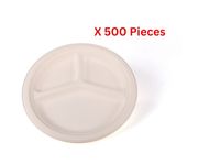 Hotpack Bio-Degradable 3-Compartment Plate 10 Inch 500 Pieces