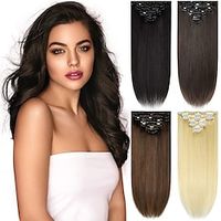 Clip In Hair Extensions Remy Human Hair 7 PCS Pack Silky Straight Natural Color Hair Extensions miniinthebox - thumbnail