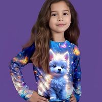 Girls' 3D Dog Tee Shirt Long Sleeve 3D Print Fall Winter Active Fashion Cute Polyester Kids 3-12 Years Crew Neck Outdoor Casual Daily Regular Fit Lightinthebox - thumbnail