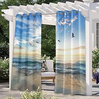 Waterproof Indoor Outdoor Curtains for Patio-Privacy Sun Blocking Grommet Curtain Panel Weatherproof, UV Resistant Curtains for Gazebo, Front Porch, Pergola Beach Sunset, 2 Panels Lightinthebox - thumbnail