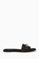 Rina Chain Slides in Faux Leather Rina Chain Slides in Faux Leather