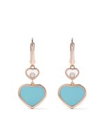 Chopard 18kt rose gold Happy Hearts turquoise and diamond drop earrings - thumbnail