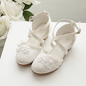 Girls' Heels Flower Girl Shoes Satin Wedding Dress Shoes Little Kids(4-7ys) Big Kids(7years ) Wedding Party Party  Evening Pearl Flower Champagne Ivory Fall Summer Lightinthebox