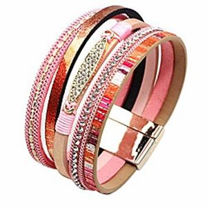 muerdou infinity leather cuff bracelets for women handmade wrap bangle boho bracelets for women teen girl boy pink Lightinthebox