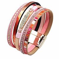 muerdou infinity leather cuff bracelets for women handmade wrap bangle boho bracelets for women teen girl boy pink Lightinthebox - thumbnail