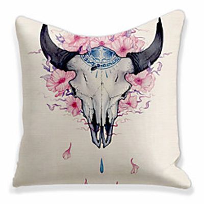 Double Side 1 Pc Cushion Cover  Print 45x45cm Linen for Sofa Bedroom Animal Yak Lightinthebox