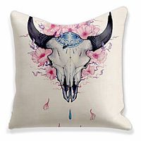 Double Side 1 Pc Cushion Cover  Print 45x45cm Linen for Sofa Bedroom Animal Yak Lightinthebox - thumbnail