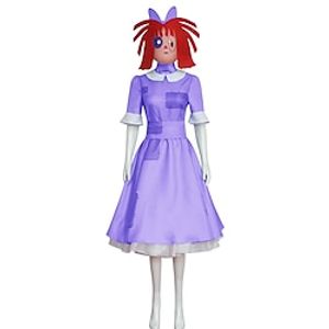 Digital Circus  TADC Ragatha Dress Cosplay Costume Outfits Women's Girls' Movie Cosplay Cosplay Purple Dress Belt Mask Halloween Masquerade Polyester Lightinthebox