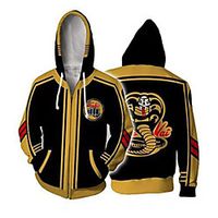 Inspired by Cobra Kai Karate Kid Hoodie Anime 100% Polyester Anime 3D Harajuku Graphic Outerwear For Men's / Women's / Couple's miniinthebox - thumbnail